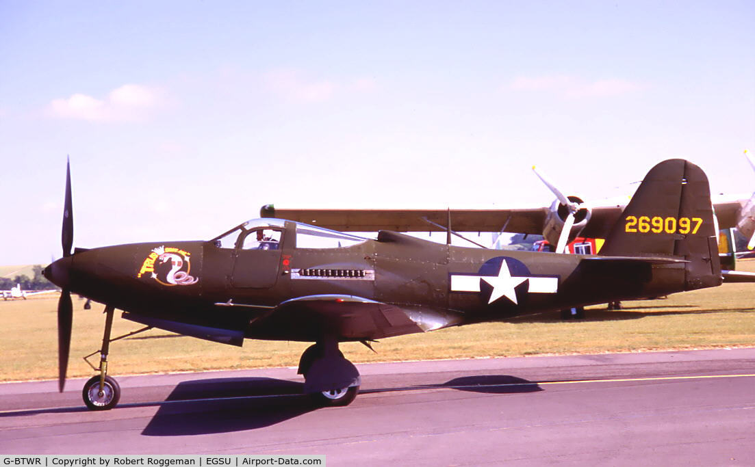 G-BTWR, 1942 Bell P-63A-7BE Kingcobra C/N 33-37, Taxiing in after his display.Picture taken 1990's.