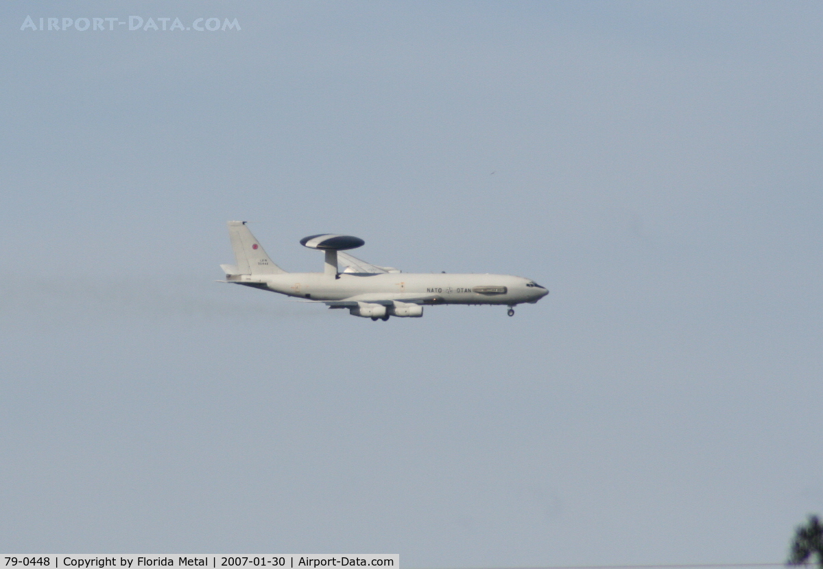 79-0448, 1979 Boeing E-3A Sentry C/N 22844, E-3 doing touch and goes at Space Shuttle Landing Facility Florida