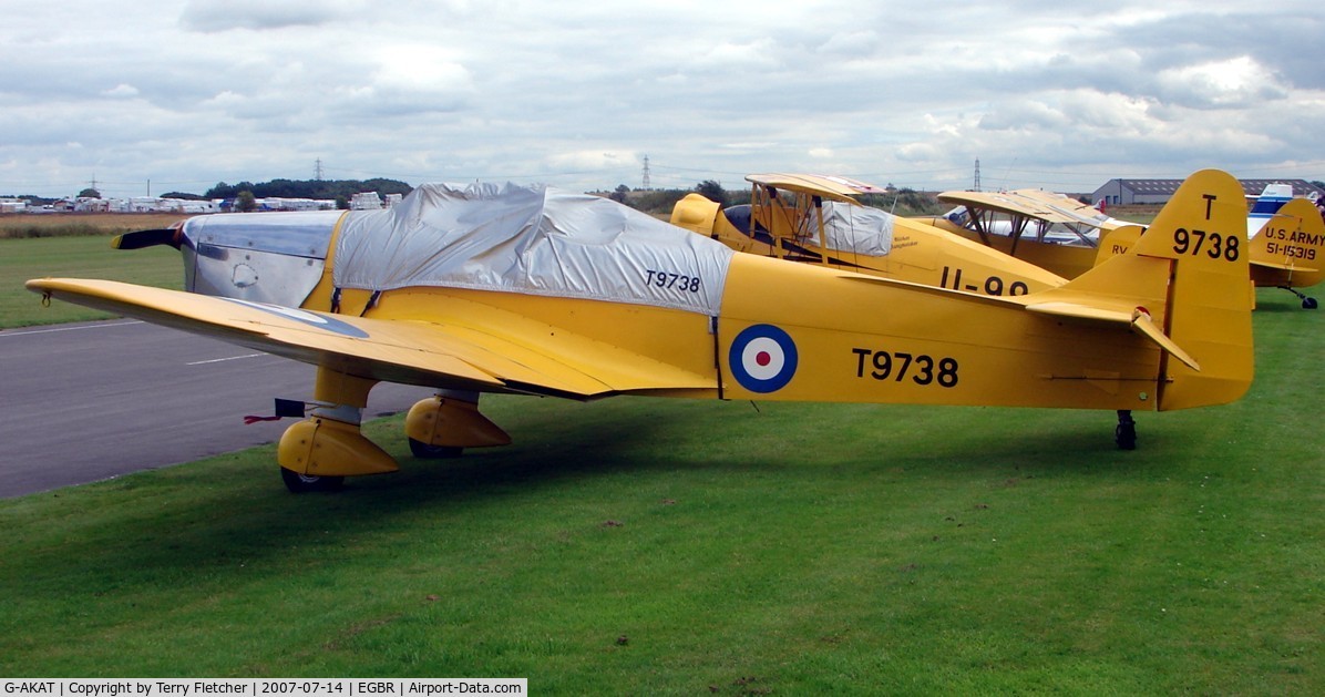G-AKAT, 1940 Miles M14A Hawk Trainer 3 C/N 2005, Miles Hawk  wears markings T9738