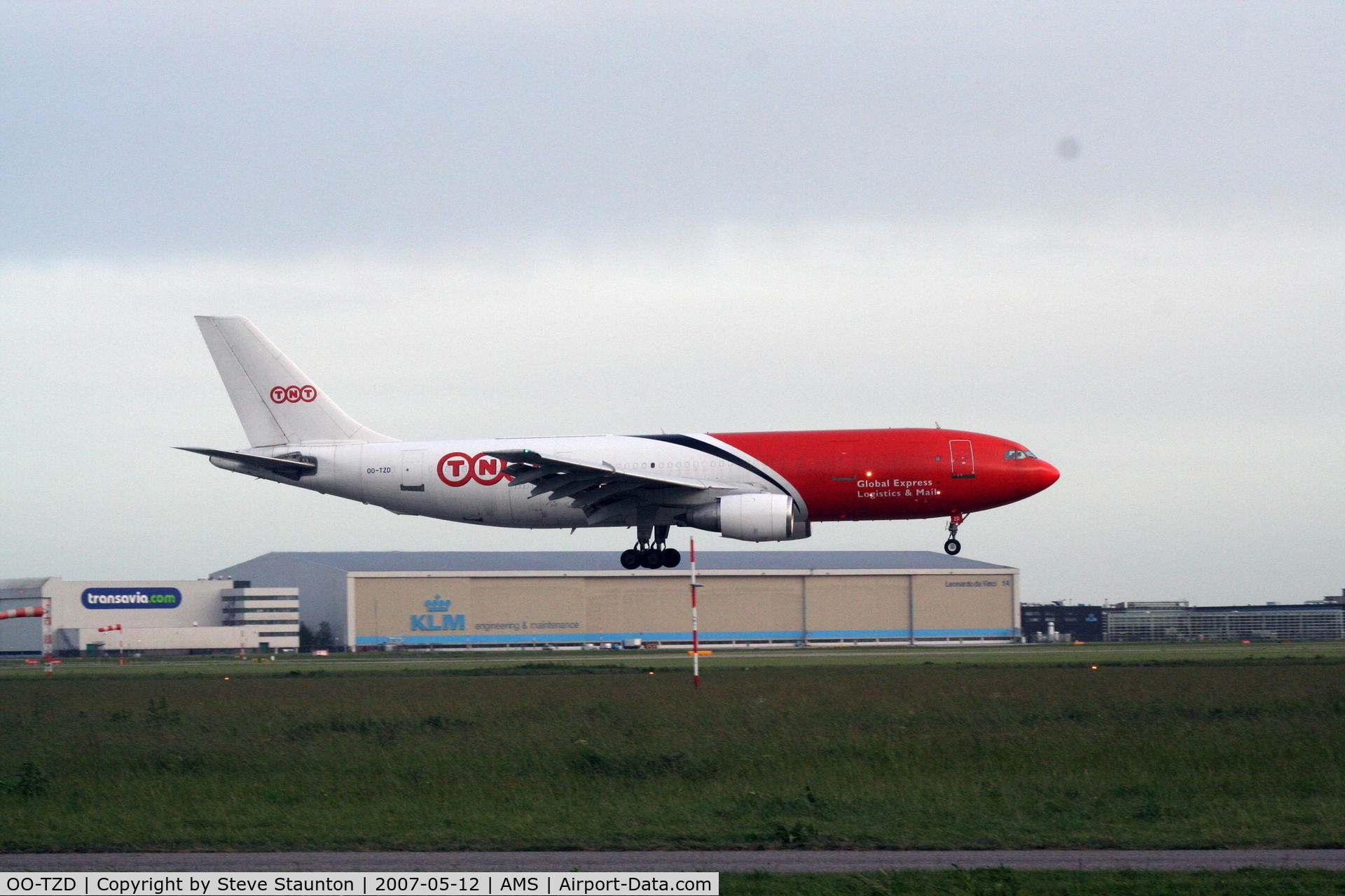 OO-TZD, 1983 Airbus A300B4-203(F) C/N 247, Taken in the evening gloom during May