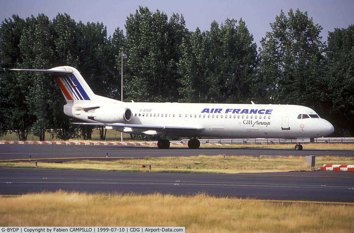 G-BYDP, 1990 Fokker 100 (F-28-0100) C/N 11321, Gill Airways Air France