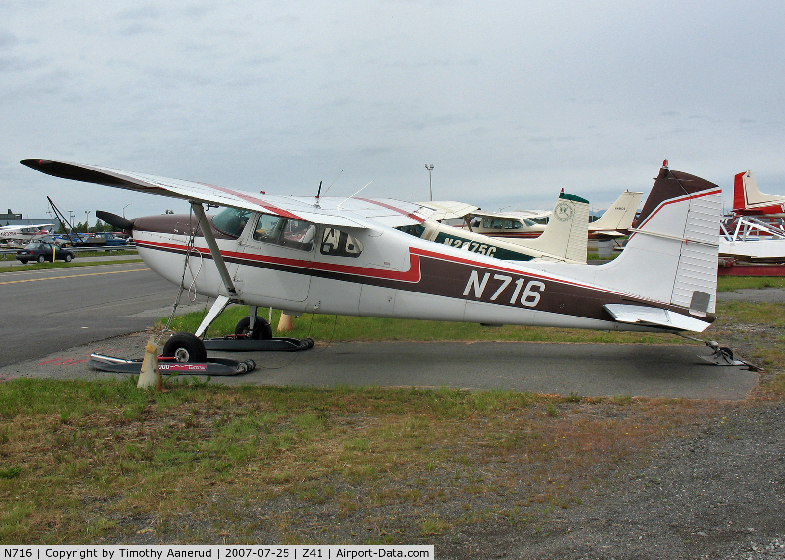 N716, 1961 Cessna 180E C/N 18051088, Tied down by Lake Hood