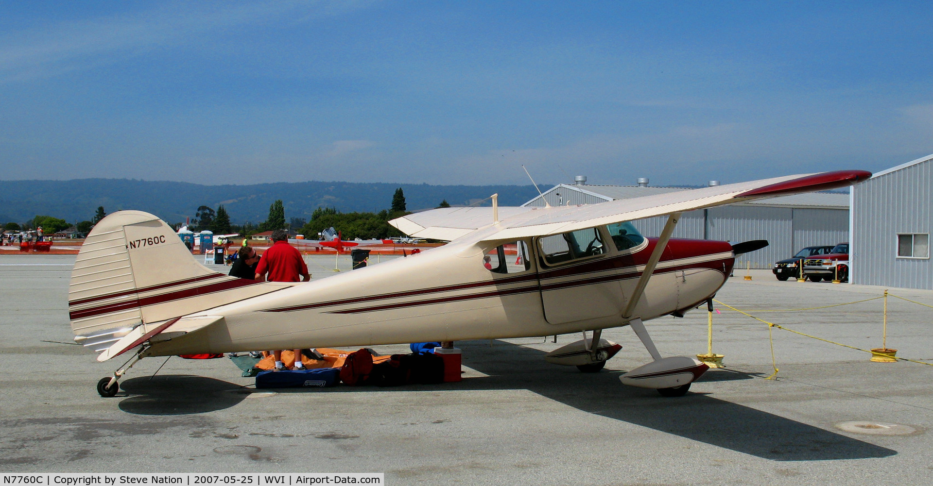 N7760C, Cessna 170B C/N 20520, Recently restored Cessna 170B taxying @ Watsonville, CA airshow