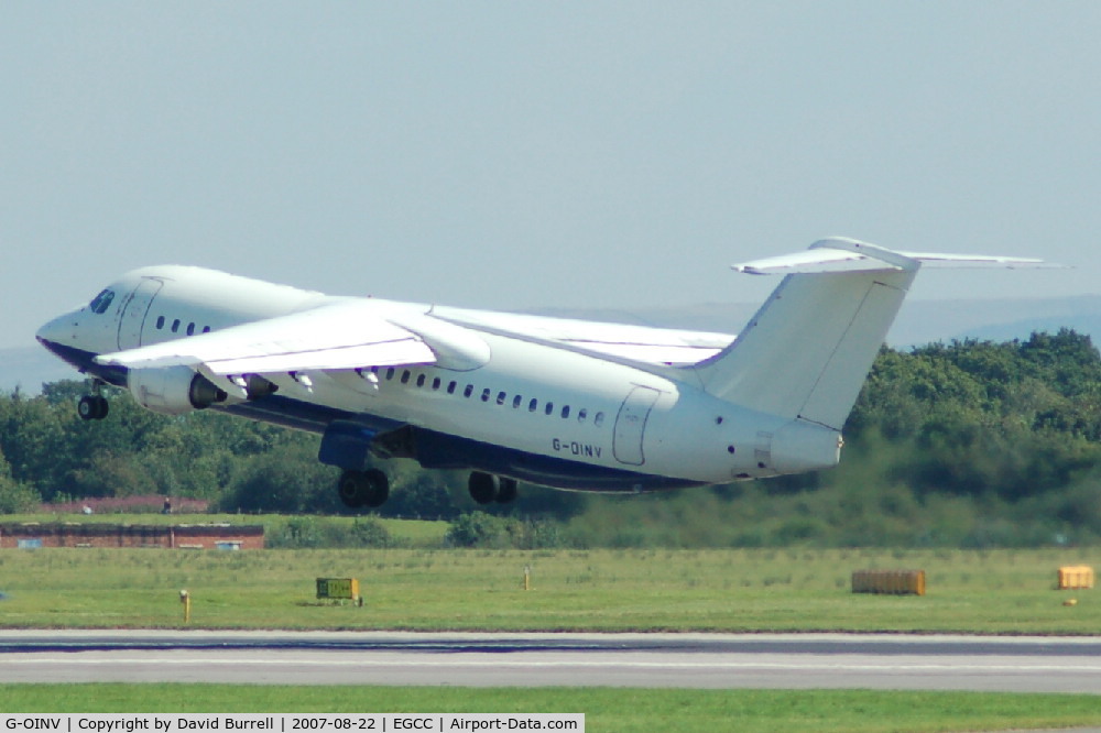 G-OINV, 1990 British Aerospace BAe.146-300 C/N E3171, Ex British Airways - Taking Off