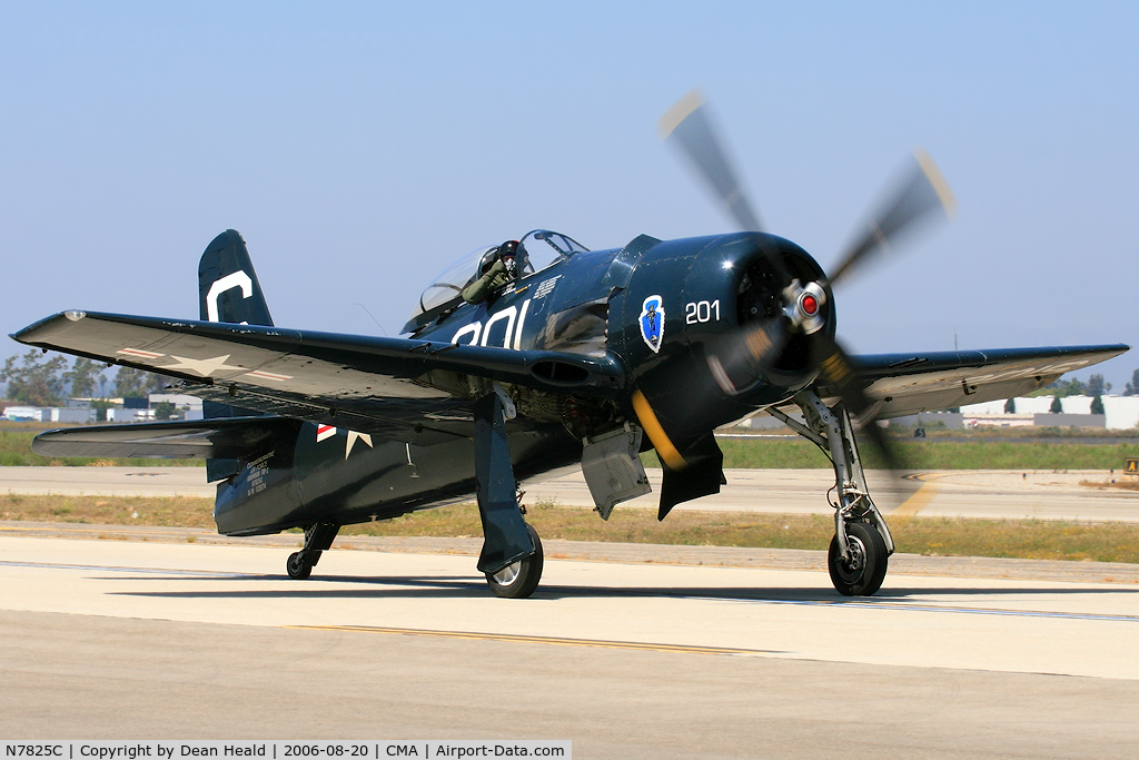 N7825C, 1948 Grumman F8F-2 (G58) Bearcat C/N D.1227, 1948 Grumman F-8F-2 Bearcat N7825C taxiing back after performing at the 2006 Camarillo Airshow.