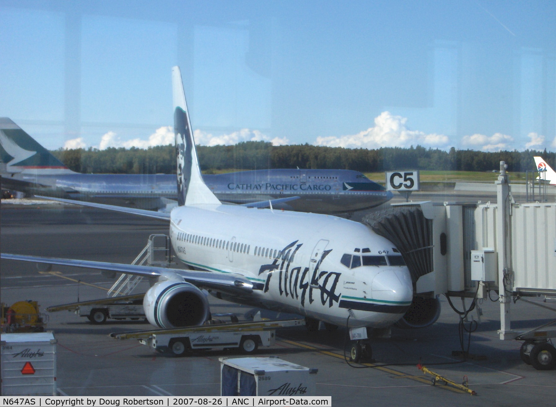 N647AS, 2003 Boeing 737-790 C/N 33012, 2003 Boeing 737-790 of Alaska Airlines, two CFM56-7B20 20,600 lb st turbofans. Flight 185 departing to Fairbanks Int'l FAI