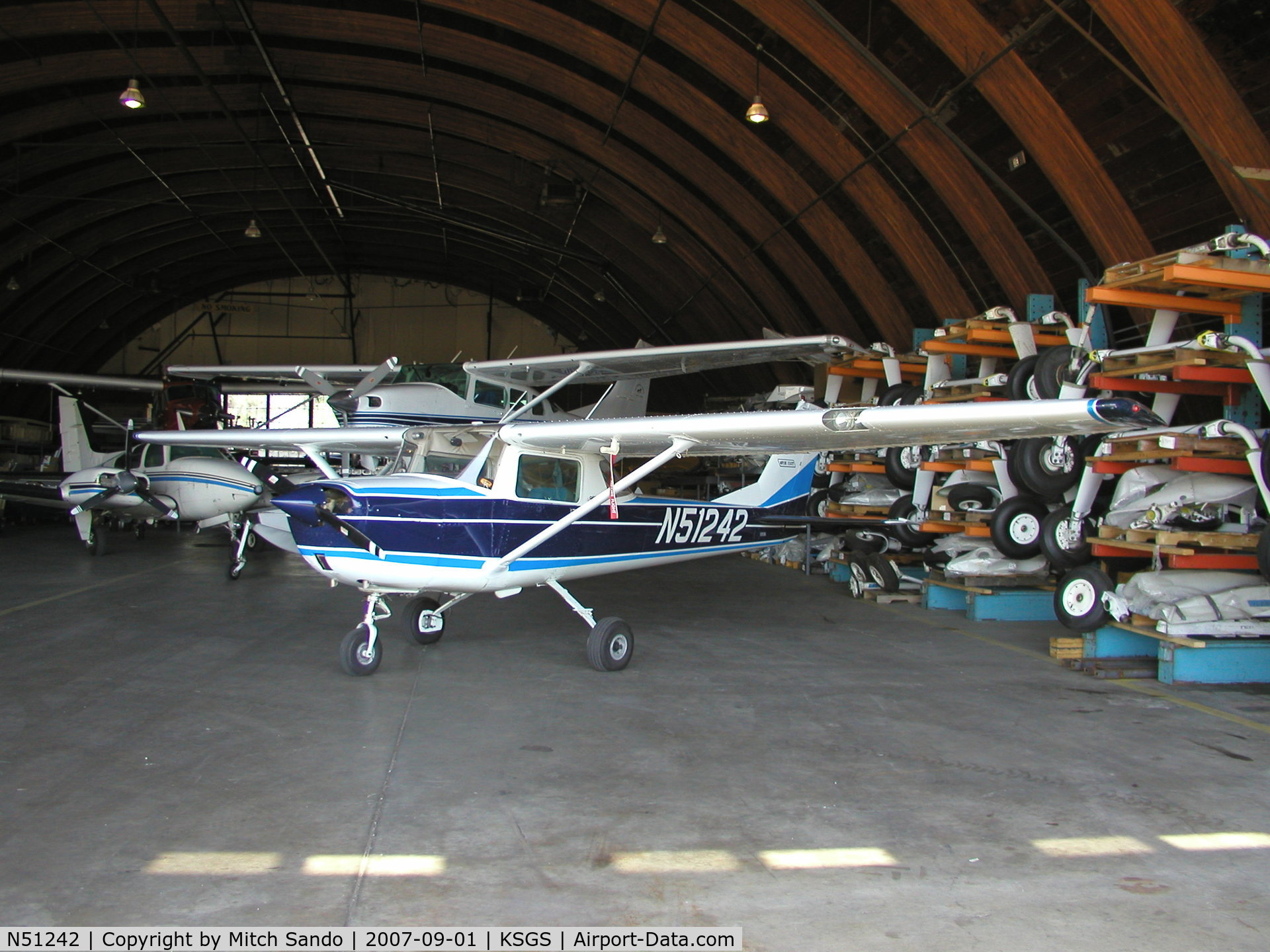 N51242, 1968 Cessna 150J C/N 15069865, Parked inside Wipaire's Hangar.