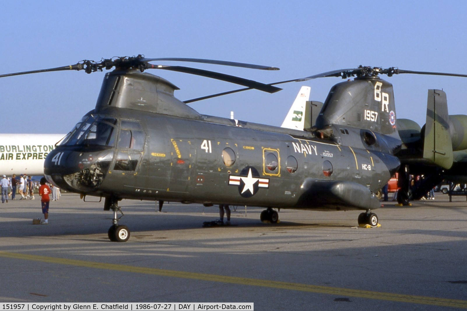 151957, Boeing Vertol CH-46A Sea Knight C/N 2107, CH-46A at the Dayton International Air Show. Converted to CH-46D
