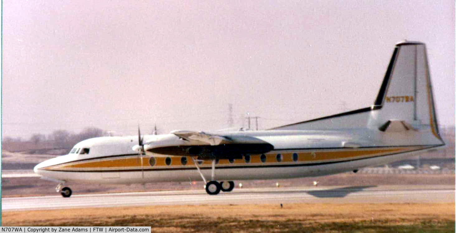 N707WA, 1958 Fokker F-27 Friendship C/N 16, Fokker F-27. Involved in a mid air collision with a C-172. Country singer Charlie Pride and his band were aboard the F-27. NTSB report - http://www.ntsb.gov/ntsb/brief.asp?ev_id=30559&key=0