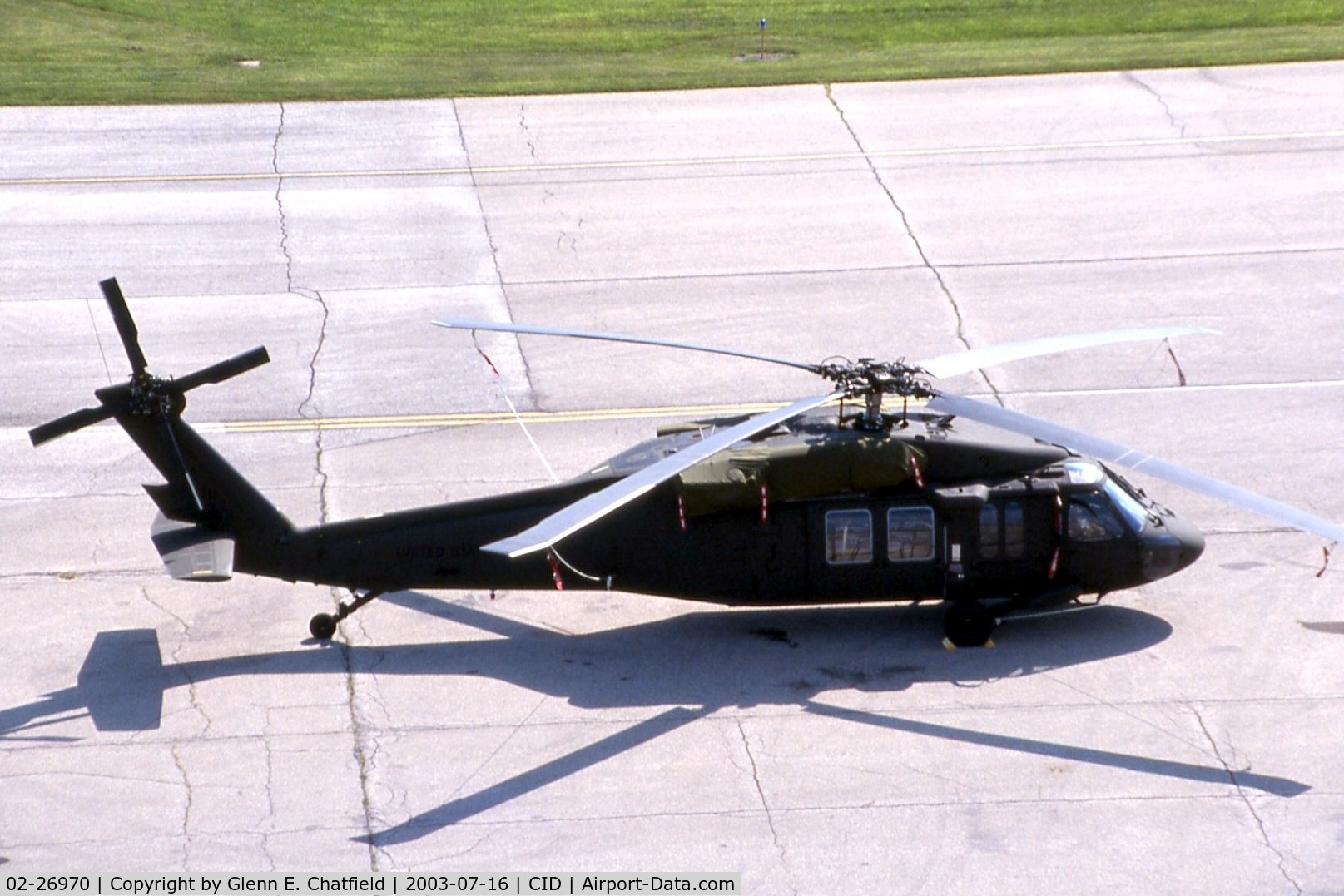02-26970, 2002 Sikorsky UH-60L Black Hawk C/N 702782, UH-60L stopping over, seen from the control tower