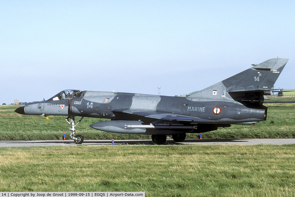 14, Dassault Super Etendard C/N 14, After the Kosovo crisis many Super Etendards had mission markings underneath the cockpit. This one had flown just five operational sorties.