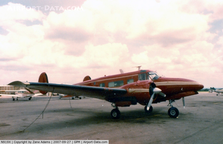 N919X, 1963 Beech H-18 Tri-Gear C/N BA-657, on the ramp at Grand Prairie @ 1981