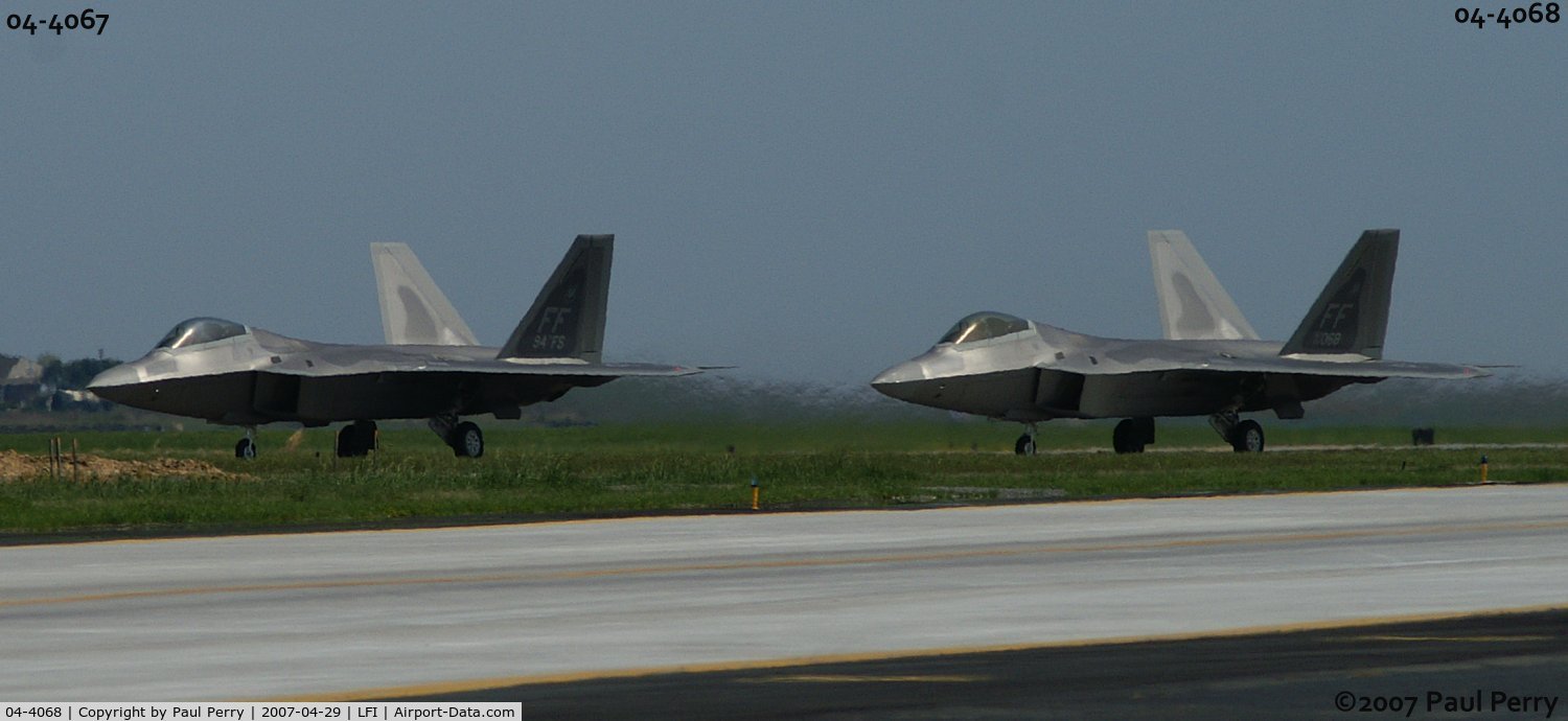 04-4068, 2004 Lockheed Martin F-22A Raptor C/N 4068, Sixty-Eight and Sixty-Seven waiting for clearance
