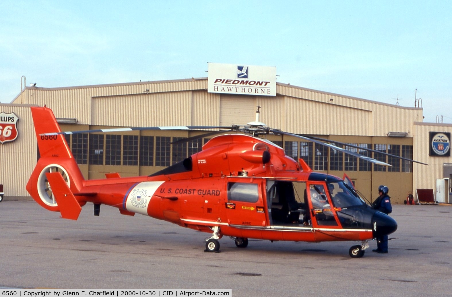 6560, 1985 Aerospatiale HH-65C Dolphin C/N 6243, HH-65B at the Landmark FBO.  Has been upgraded to HH-65C
