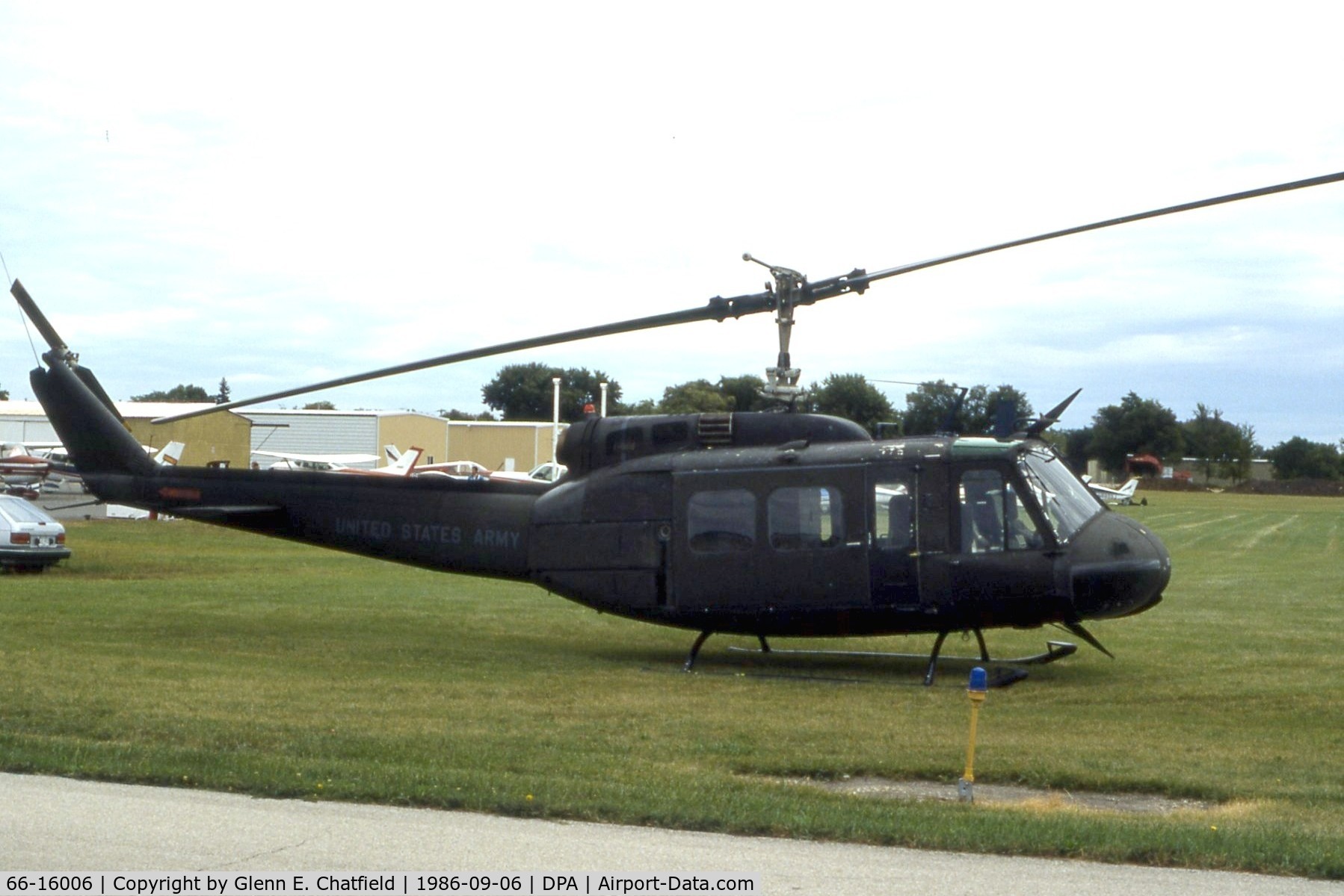 66-16006, 1967 Bell UH-1H Iroquois C/N 5700, UH-1H passing through.  Was a Vietnam combat vet.  Now mounted at YIP