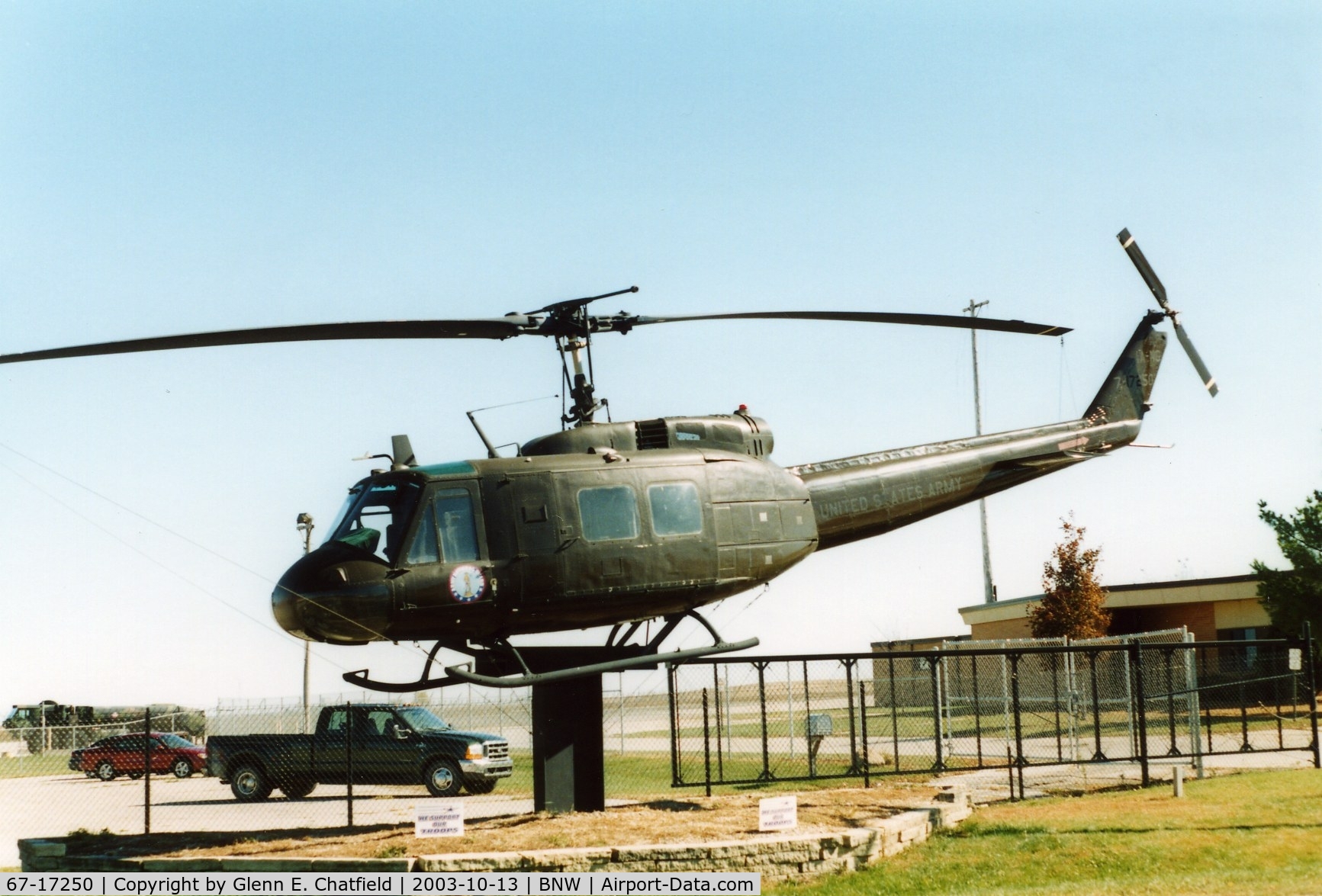 67-17250, 1967 Bell UH-1H Iroquois C/N 9448, UH-1H gate guardian for the Army National Guard