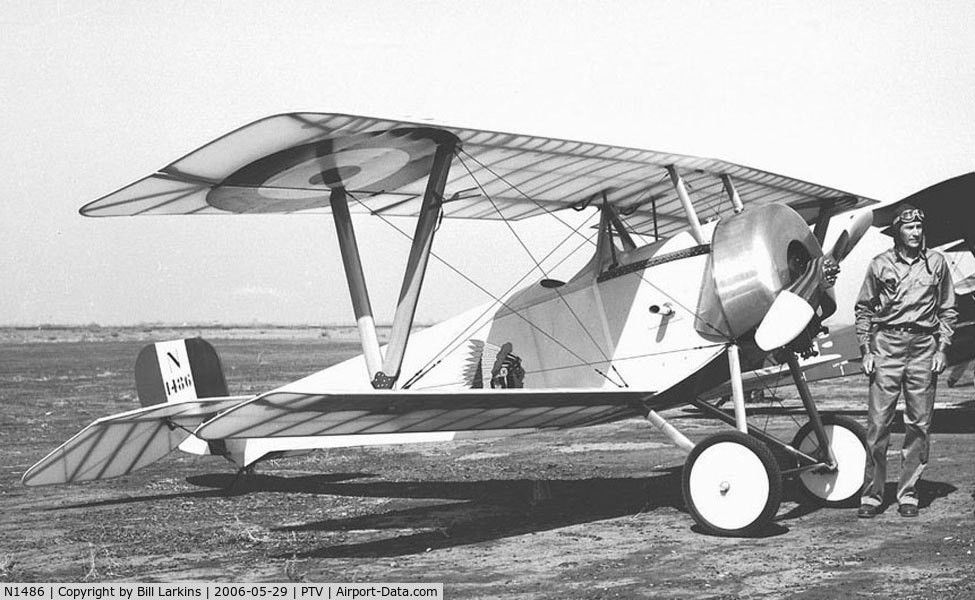 N1486, Nieuport 11 Replica C/N 102, Retired UAL Capt Walt Addems and his Nieuport.