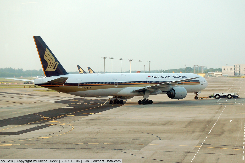 9V-SYB, 1998 Boeing 777-312 C/N 28516, Push-back