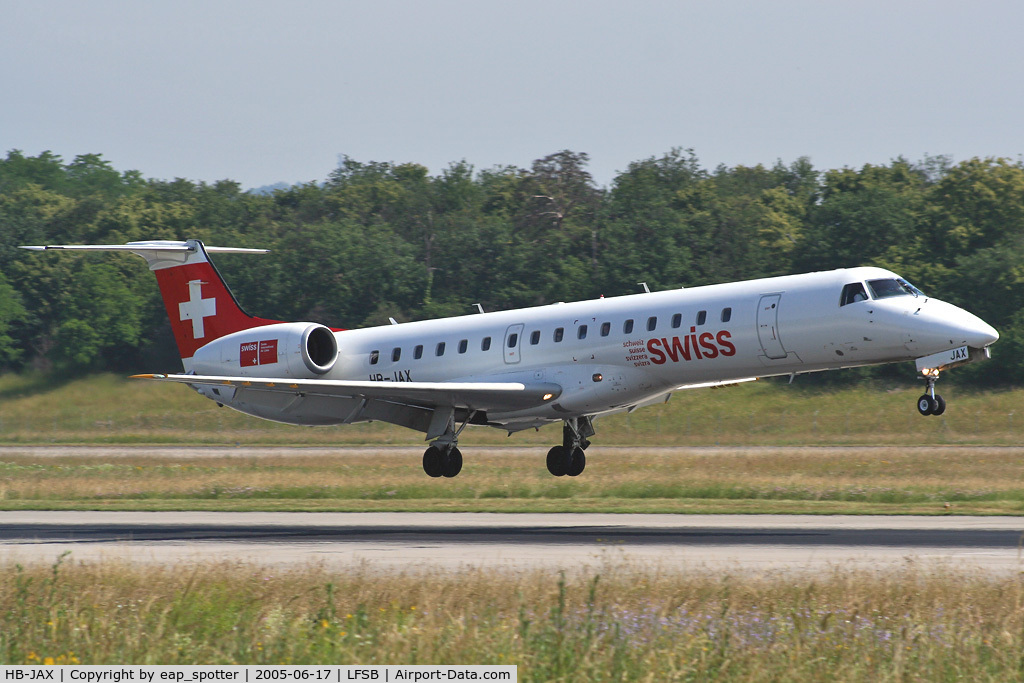 HB-JAX, 2002 Embraer EMB-145LU (ERJ-145LU) C/N 145588, landing on rwy 16