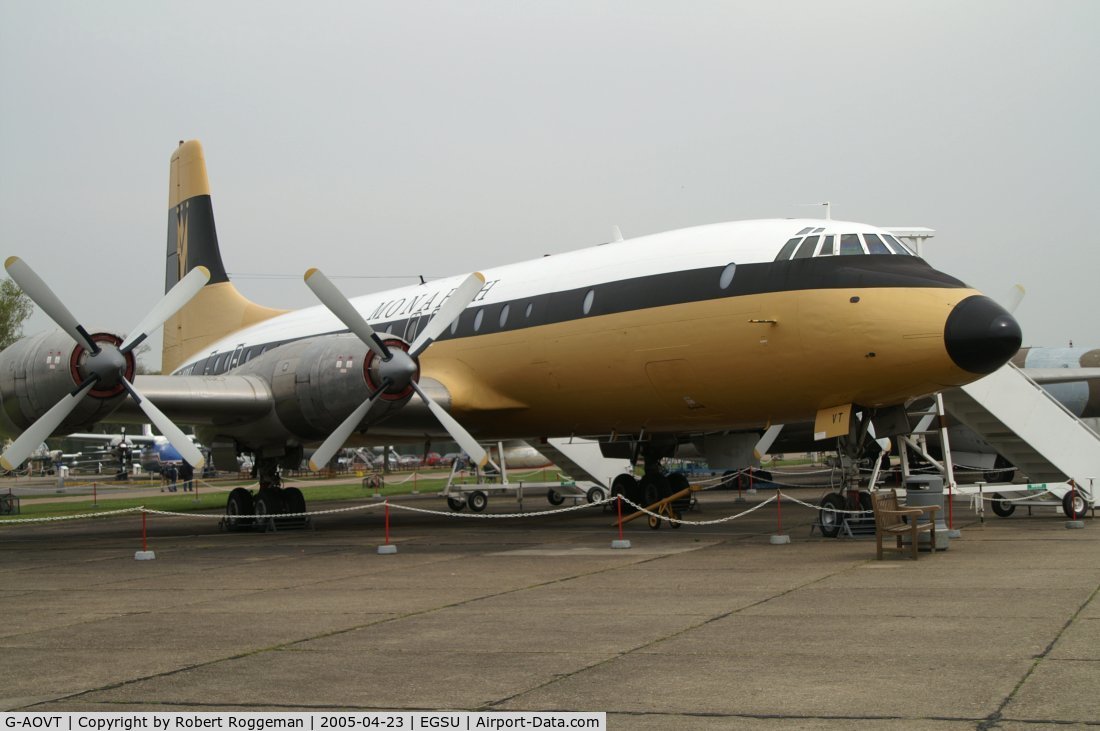 G-AOVT, 1958 Bristol 175 Britannia 312 C/N 13427, Monarh Airlines.Preserved