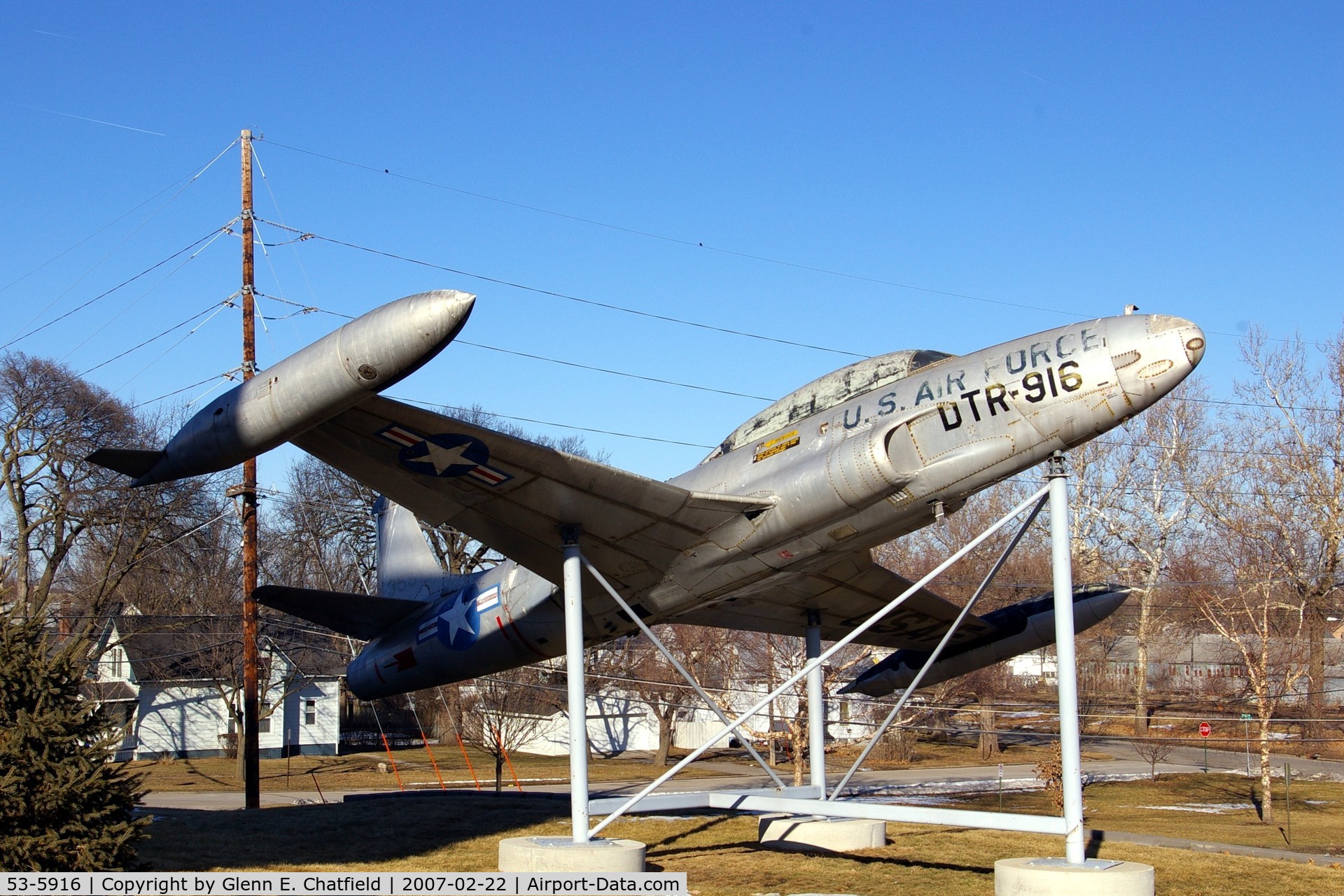 53-5916, 1953 Lockheed T-33A-1-LO Shooting Star C/N 580-9392, T-33A at the Veteran's Memorial in Cedar Rapids, IA