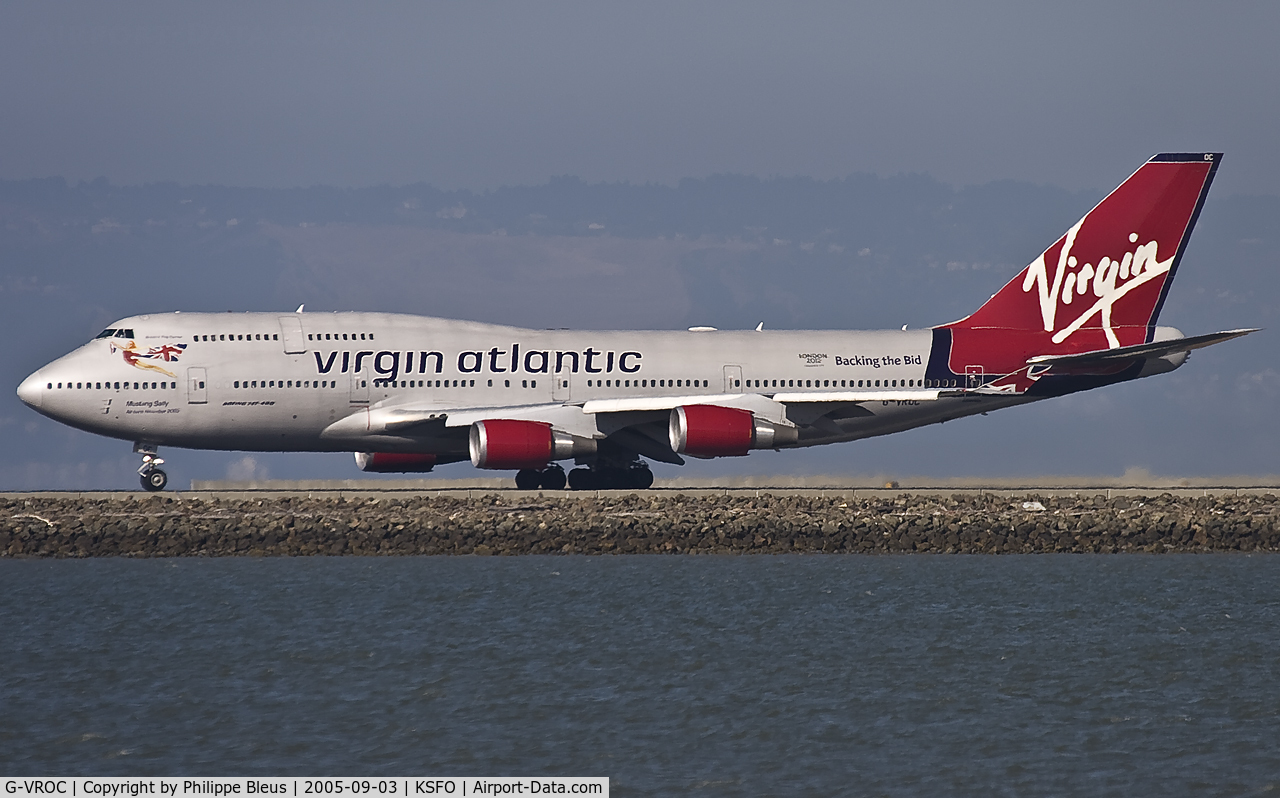 G-VROC, 2003 Boeing 747-41R C/N 32746, Virgin Atlantic holding on rwy 28L, ready for take off to London.
