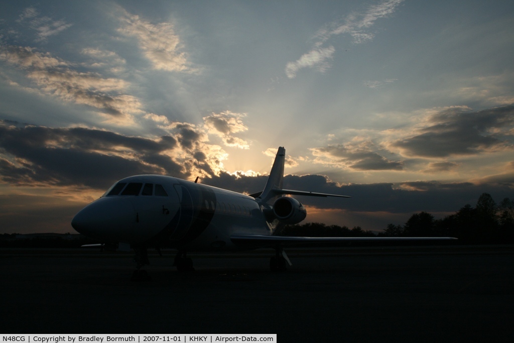 N48CG, 2008 Dassault Falcon 900EX C/N 212, Corning's Falcon at sunset.