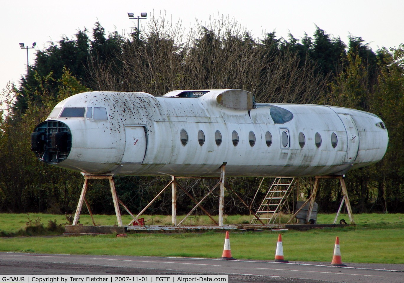 G-BAUR, 1963 Fokker F-27-200 Friendship C/N 10225, This fuselage is all that remains of this Fokker 27 at Exeter Fire Dept