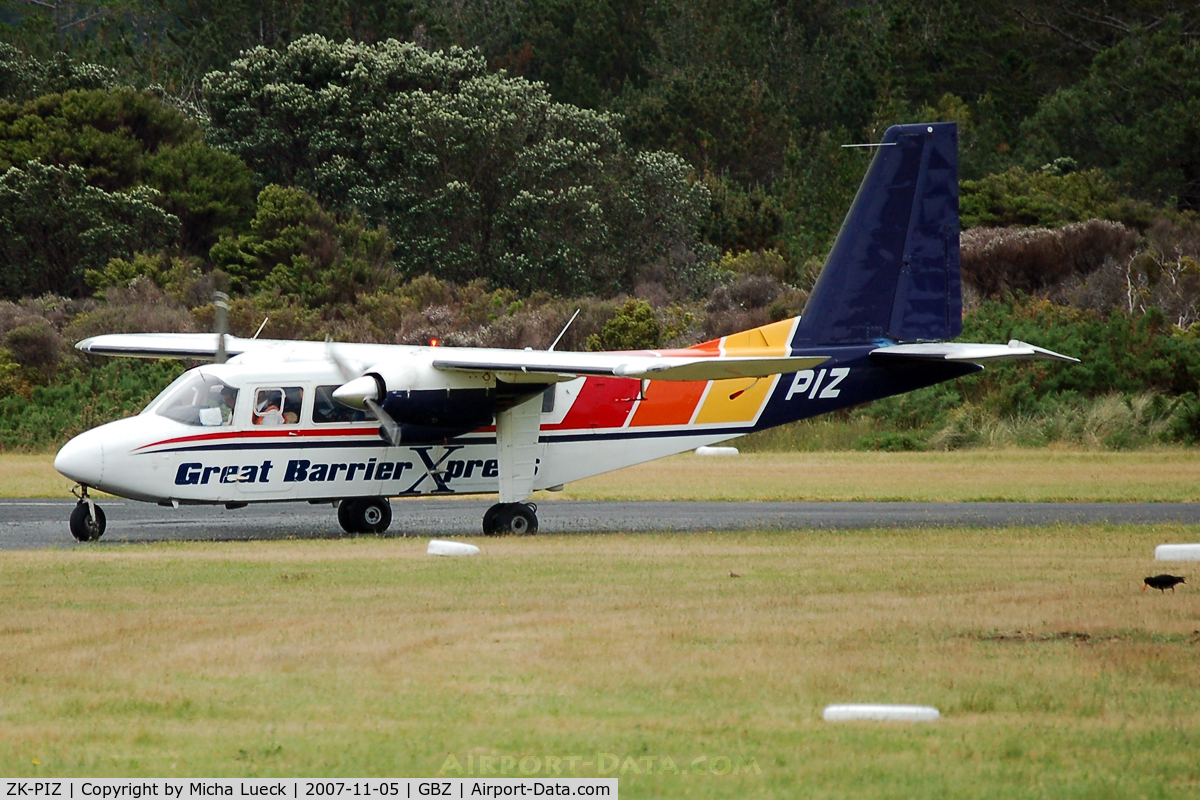 ZK-PIZ, 1977 Britten-Norman BN-2A-26 Islander C/N 2012, Taxiing to the parking position