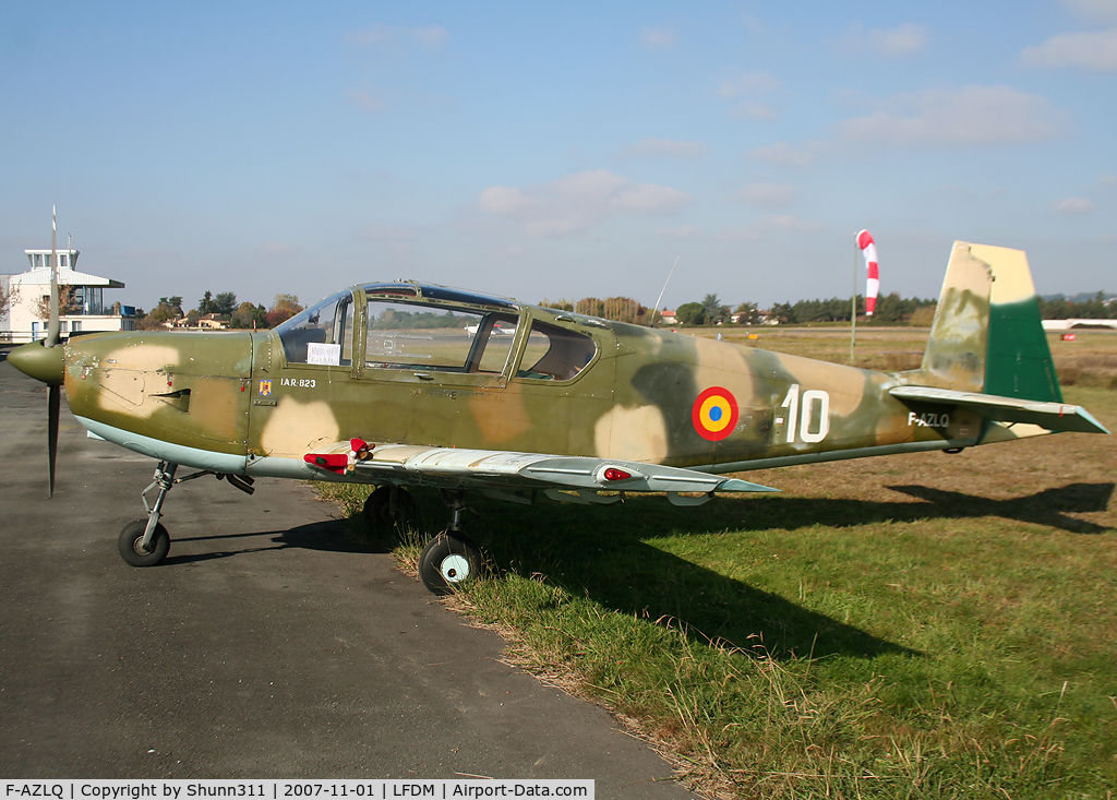 F-AZLQ, 1975 IAR IAR-823 C/N 10, Parked at the airfield in full Romanian Air Force c/s
