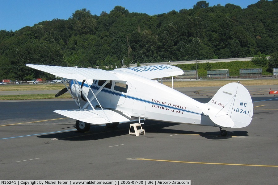 N16241, 1936 Waco YKS-6 C/N 4459, See n near the Museum of Flight