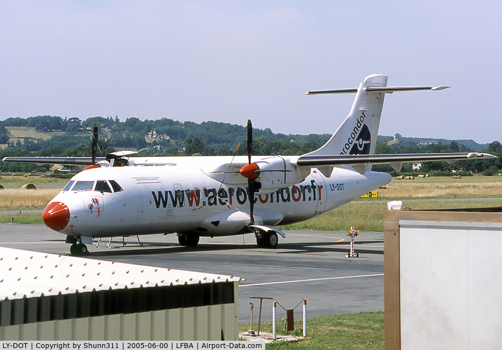 LY-DOT, 1990 ATR 42-300 C/N 176, Parked at the terminal