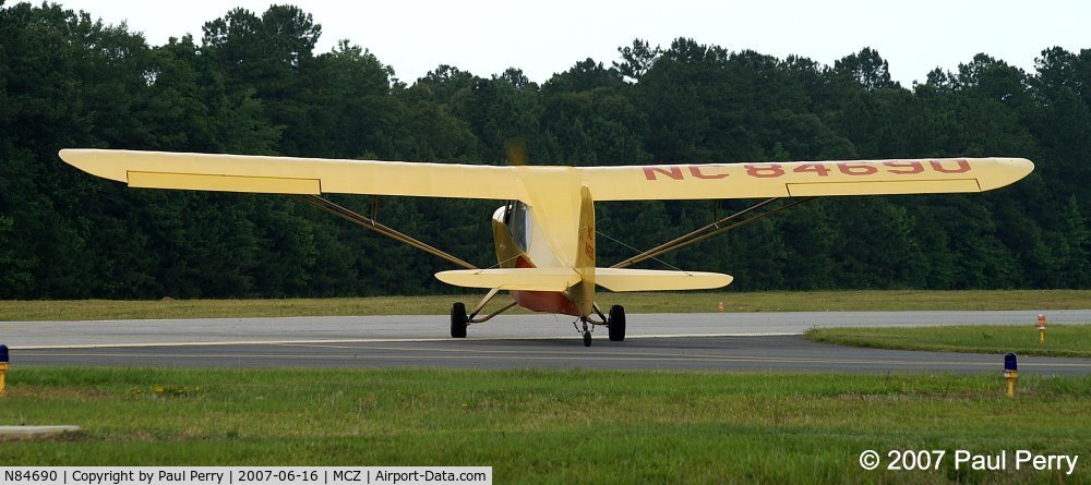 N84690, 1946 Aeronca 7AC Champion C/N 7AC-3402, Starter aboard, and taxiing out