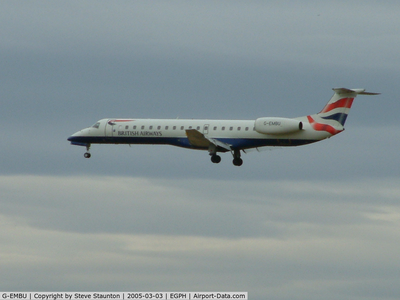 G-EMBU, 2001 Embraer EMB-145EU (ERJ-145EU) C/N 145458, Taken on a cold March afternoon at Edinburgh Airport