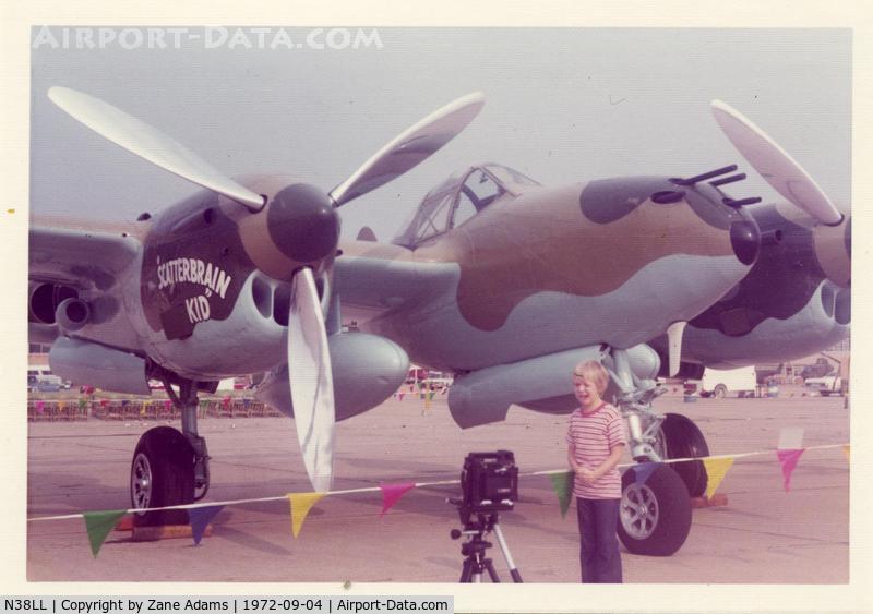 N38LL, 1930 Lockheed P-38 Lightning C/N AAF 42-104088, P-38 Scatterbrain Kid at Great Southwest Airport Airshow, Ft. Worth, TX - taken by my father - that's me!