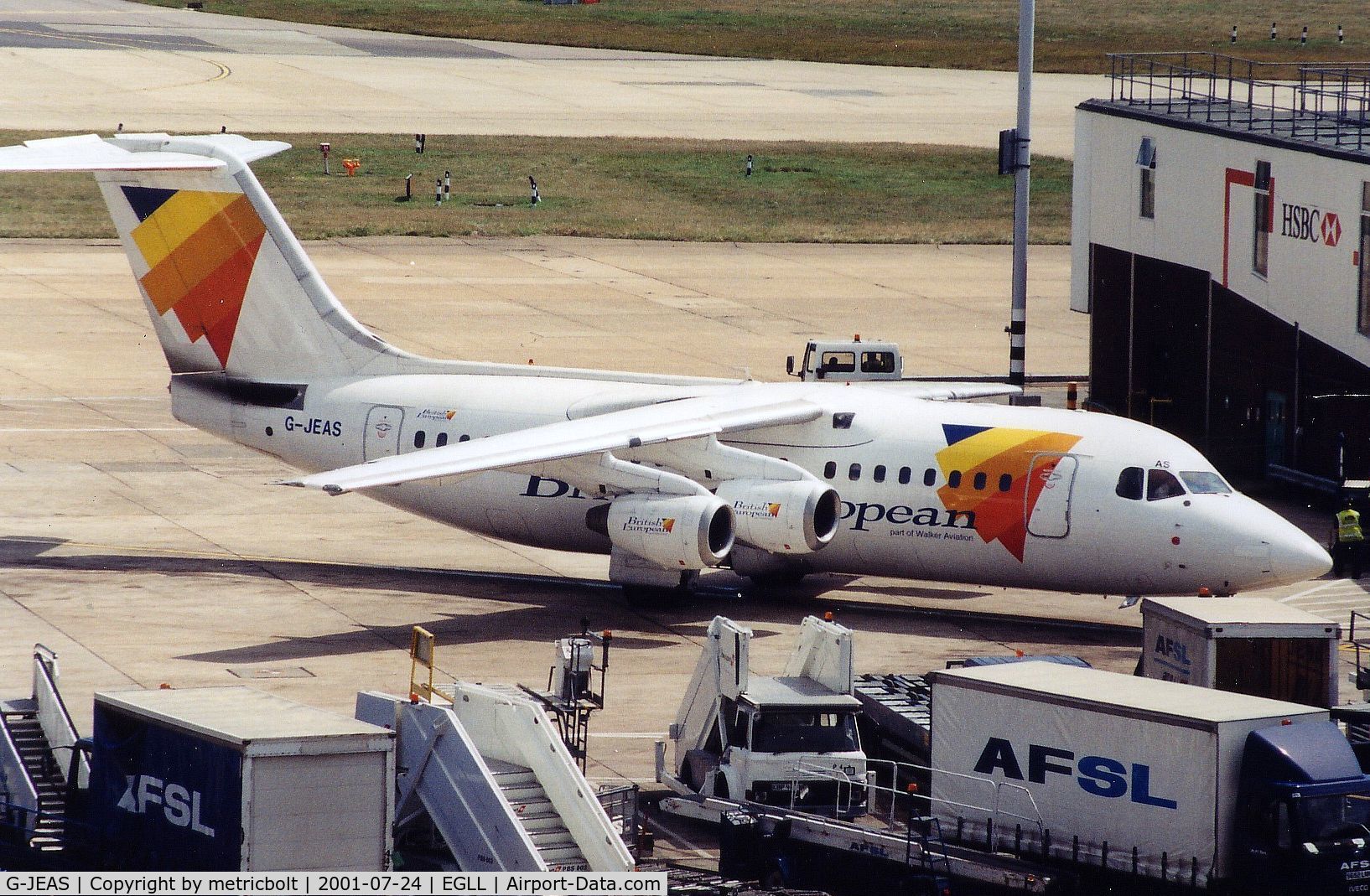 G-JEAS, 1984 British Aerospace BAe.146-200 C/N E2020, taken at London Heathrow.