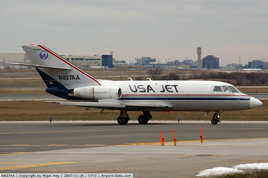 N827AA, 1974 Dassault Falcon 20E C/N 298, Taxing for departure on Rwy 05