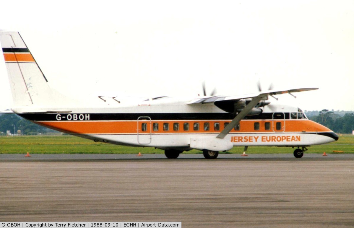 G-OBOH, 1986 Short 360-100 C/N SH.3713, Jersey European operated this Shorts 360 out of Bournemouth in 1988