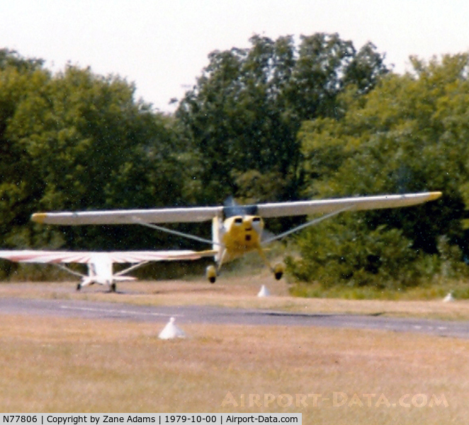 N77806, 1946 Luscombe 8A C/N 3533, Departing former Mangham Airport (F70) - N-number written on back of photo