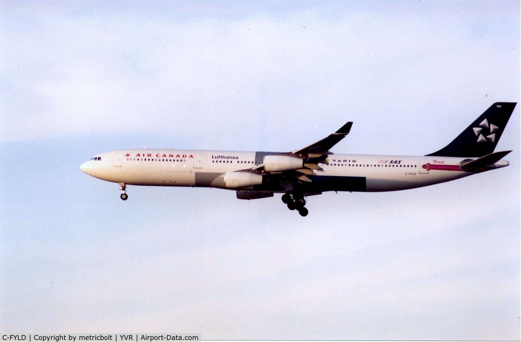 C-FYLD, 1996 Airbus A340-313X C/N 170, Taken at YVR,Feb.2001