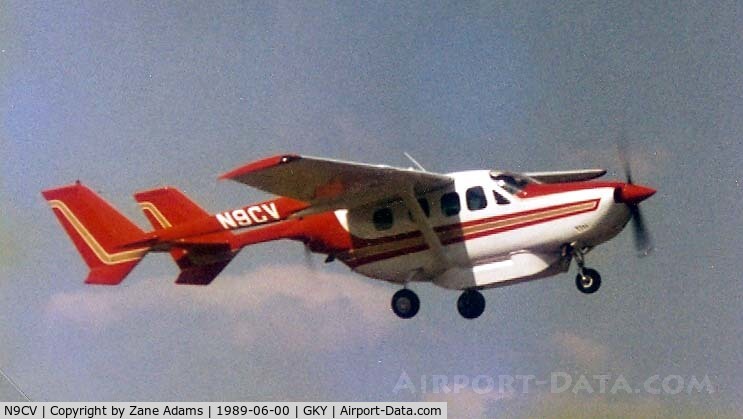 N9CV, 1972 Cessna T337G Turbo Super Skymaster C/N P3370057, Takeoff! from Arlington Municipal