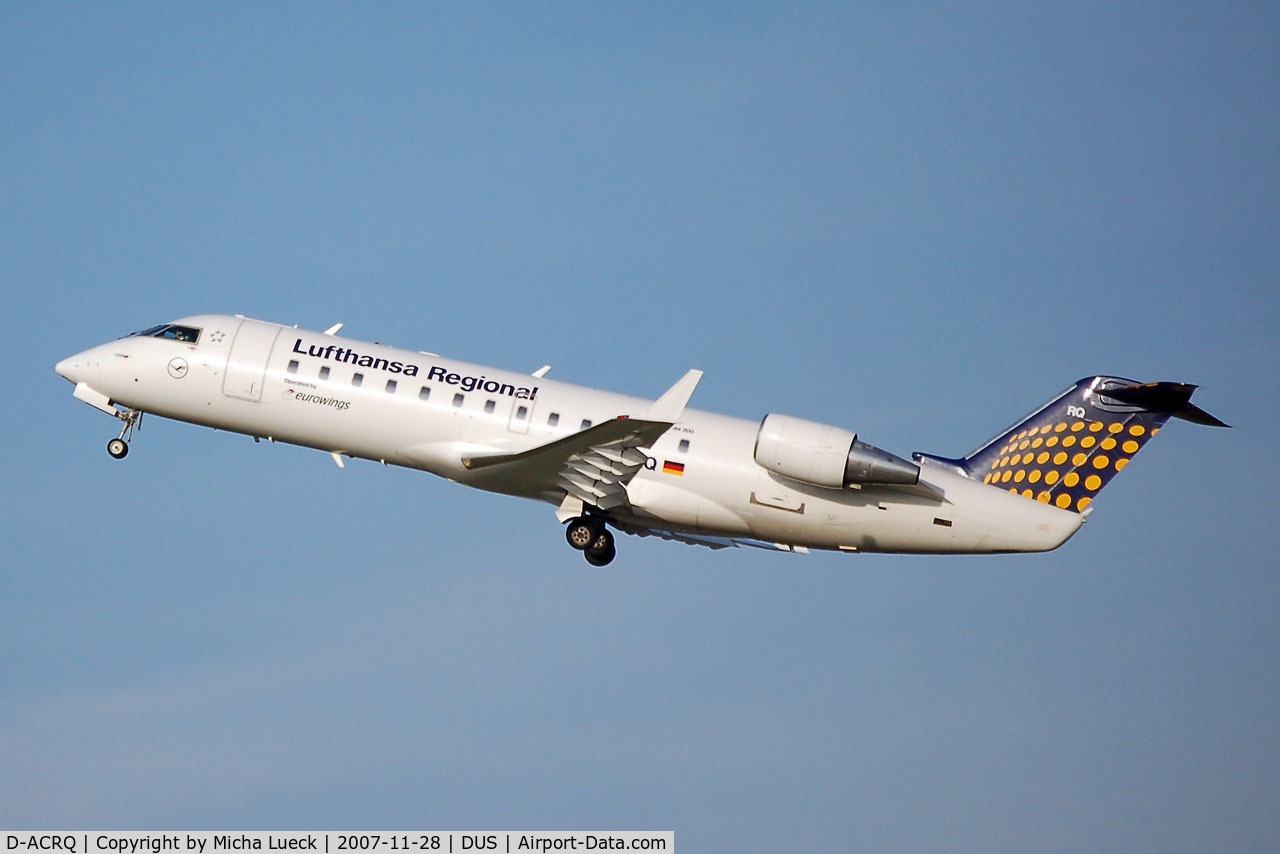 D-ACRQ, 2002 Canadair CRJ-200LR (CL-600-2B19) C/N 7629, Climbing out of Duesseldorf