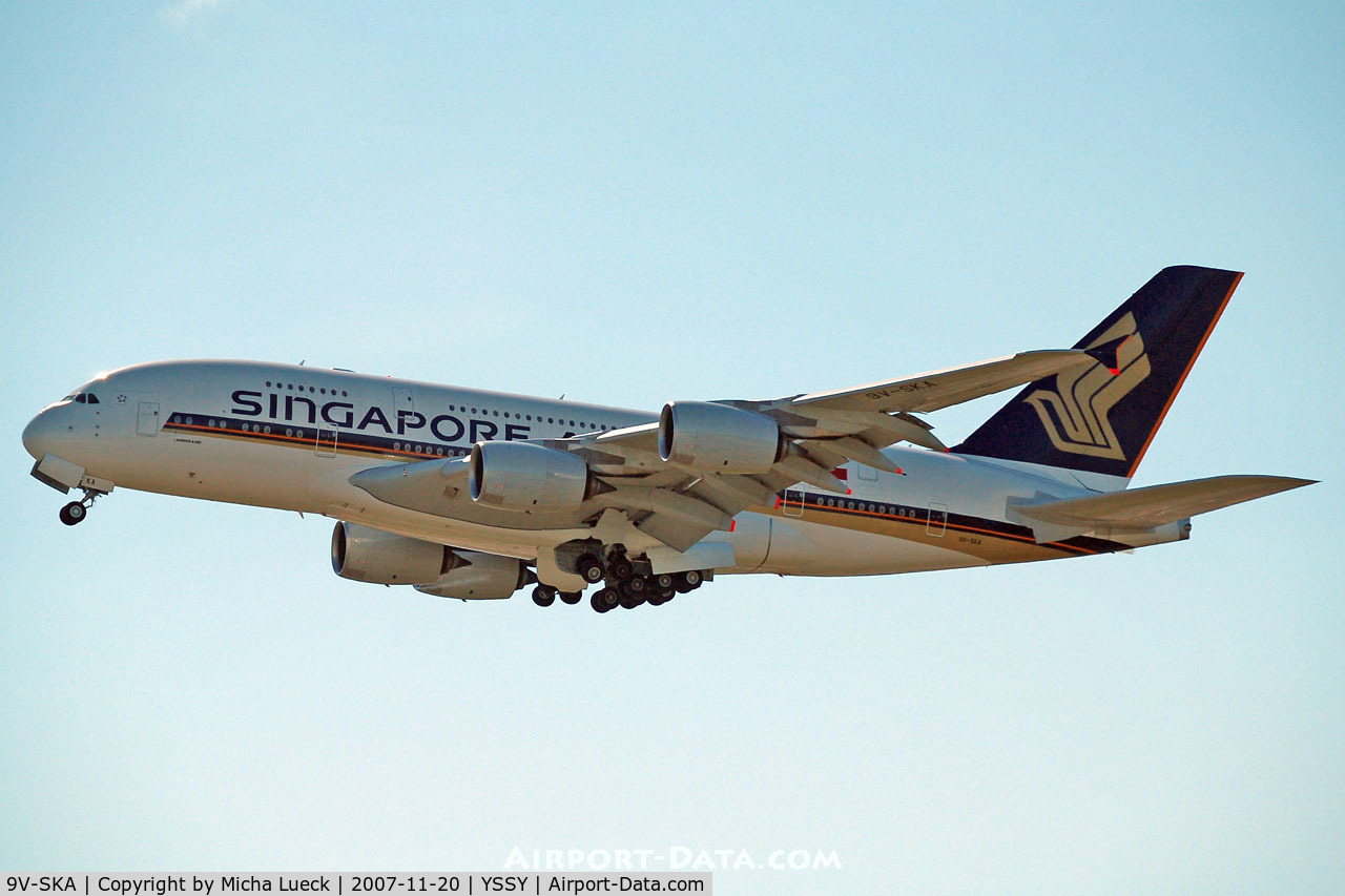 9V-SKA, 2007 Airbus A380-841 C/N 003, Just took off for the daily return leg to Singapore