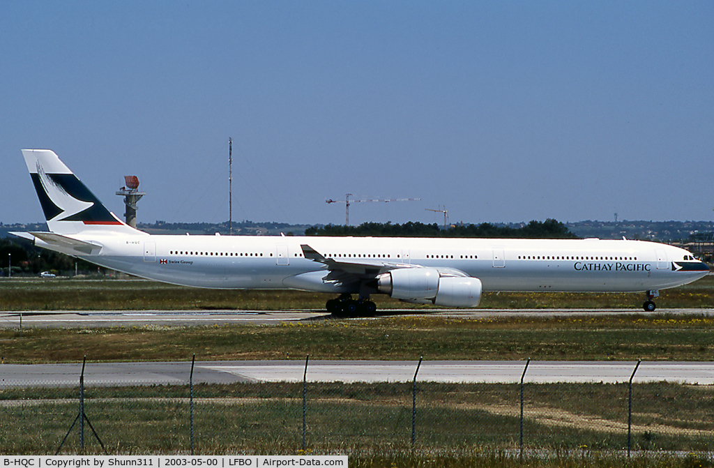 B-HQC, 2003 Airbus A340-642 C/N 475, Take off rwy 14R