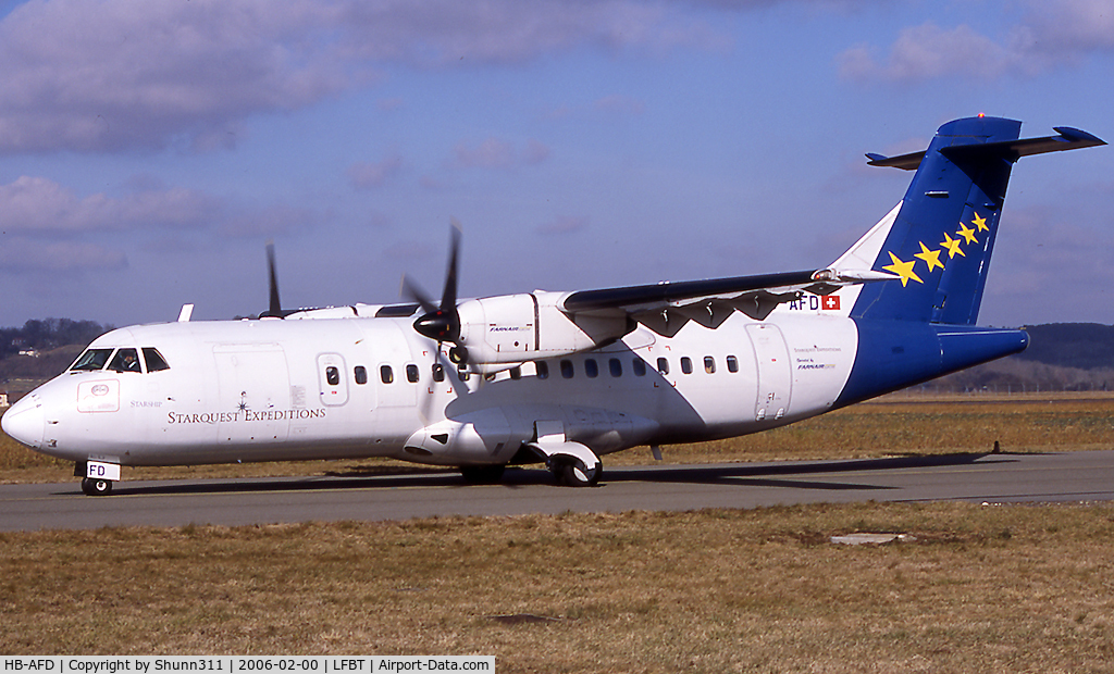HB-AFD, 1989 ATR 42-320 C/N 121, Taxiing holding point rwy 02 for departure