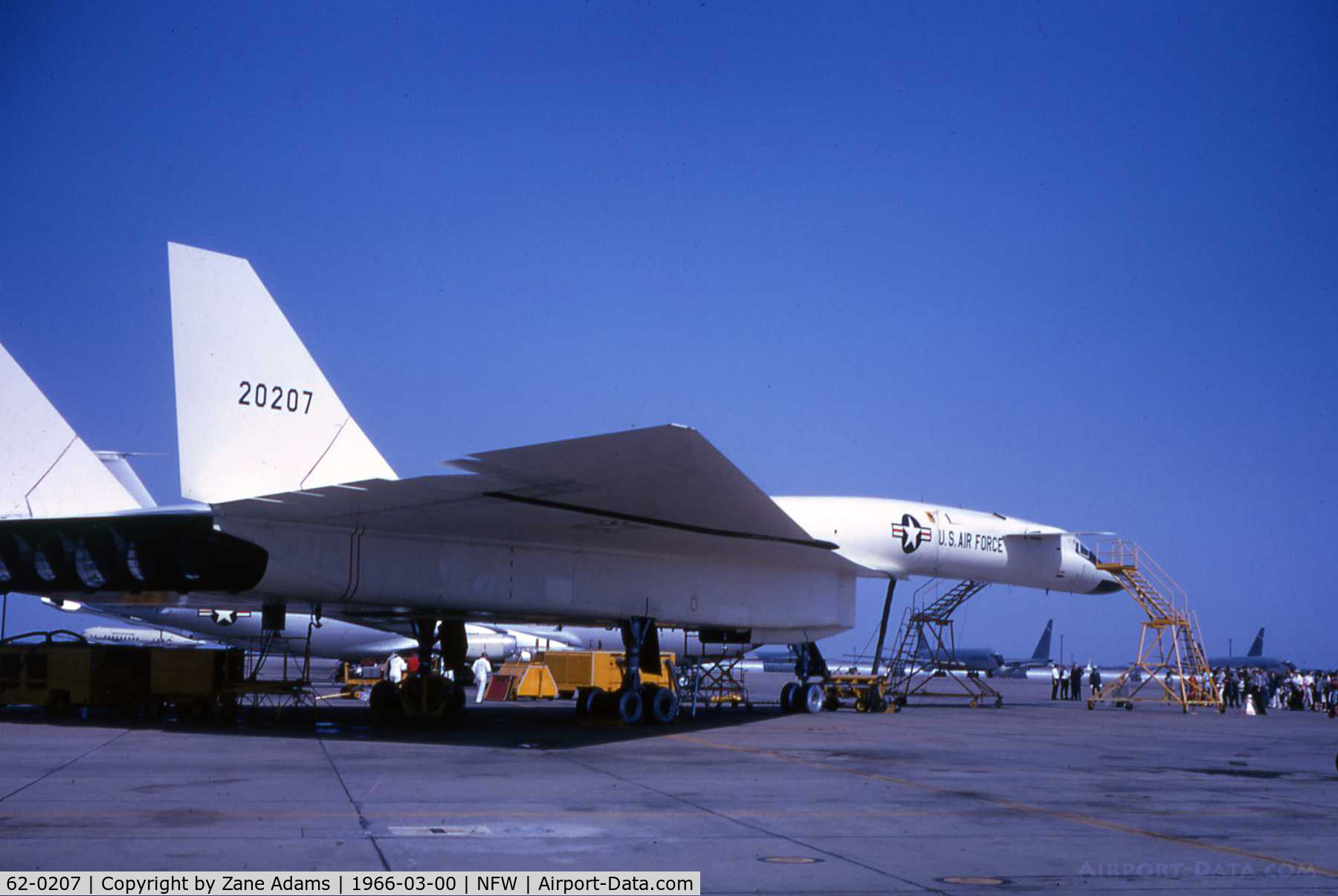 62-0207, 1962 North American XB-70A Valkyrie C/N 278-2, This Aircraft collided with F-104N (NASA 813) June 8, 1966 while filming publicity - Taken at 1966 Air Force Assn Airshow, Carswell AFB - Photo By John Williams - published with permission.