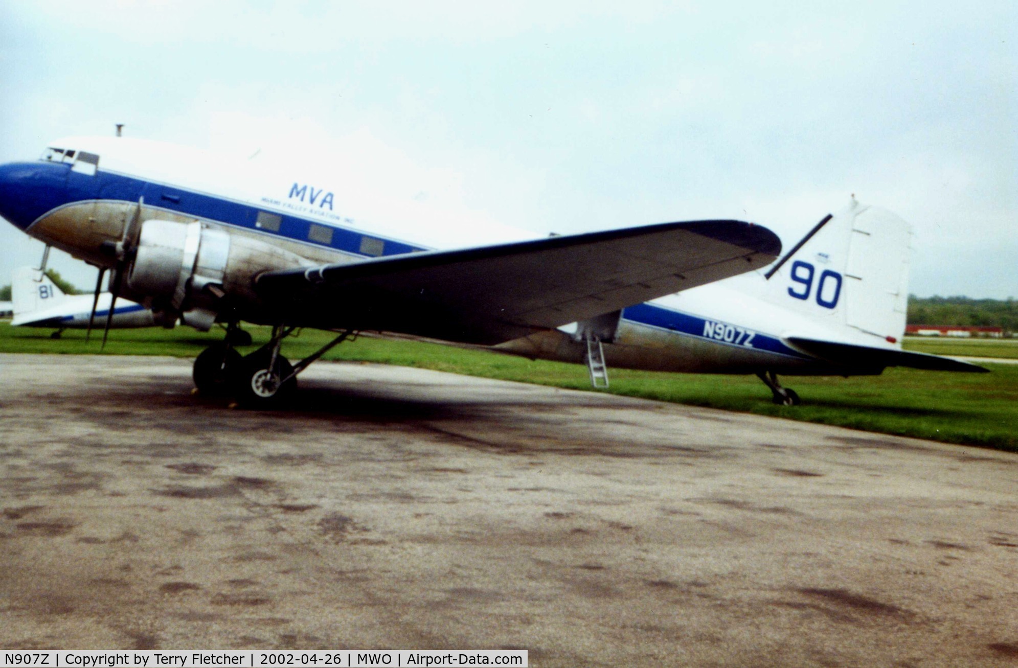 N907Z, 1944 Douglas DC3C-S1C3G (C-47A) C/N 12300, Splendid Miami Valley DC3 at Hook Field in 2002