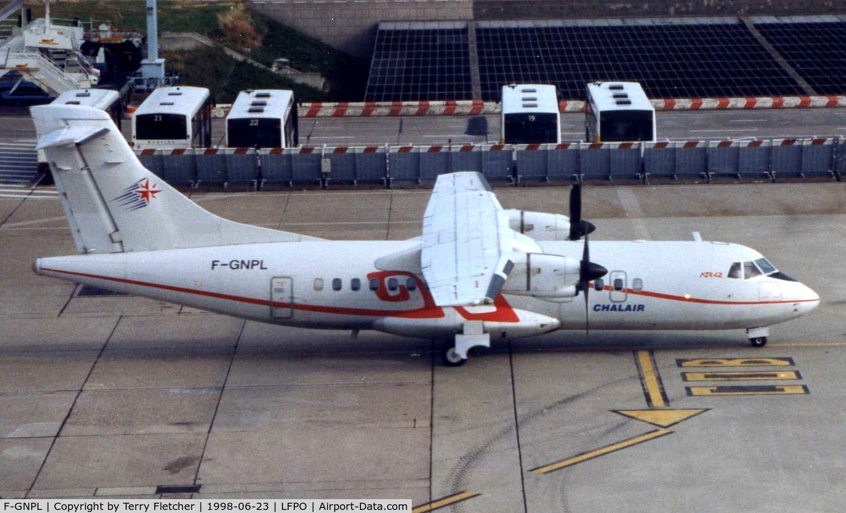 F-GNPL, 1987 ATR 42-320 C/N 063, Chalair ATR42 at Paris Orly in 1998