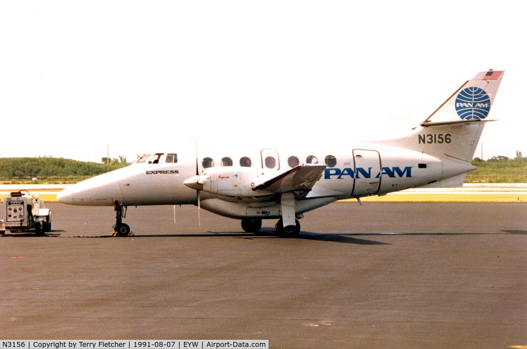 N3156, 1990 British Aerospace BAe-3201 Jetstream C/N 903, This BAe Jetstream c/n 903  started life with a short spell in 1990/1 under the Pan Am Express colours -pictured here in Key West in 1991
