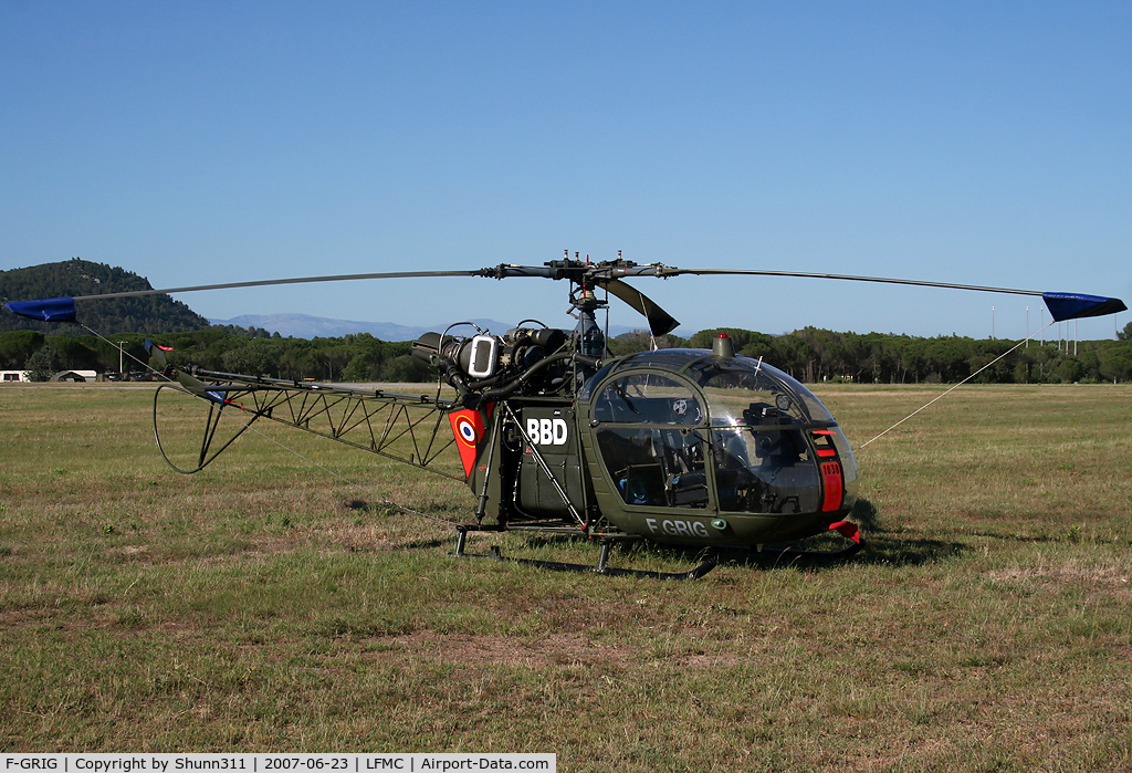 F-GRIG, Sud SE-313B Alouette II C/N 1038, Displayed during Le Luc Airshow 2007... Still in French Army c/s